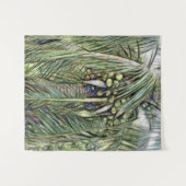 モダンなココナッツパームツリーのトロピカルグリーン タペストリー (正面(横))