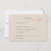 モダンなコッパーデザートココアスクリプト 結婚式 RSVP (裏面)