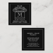 モダンなコラムのモノグラムの建築業者の建築家の正方形 スクエア名刺 (正面/裏面)