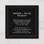 モダンなコラムのモノグラムの建築業者の建築家の正方形 スクエア名刺 (裏面)