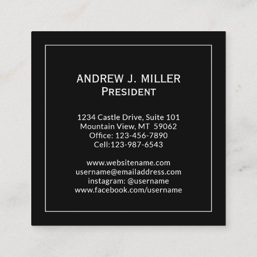 モダンなコラムのモノグラムの建築業者の建築家の正方形 スクエア名刺 (裏面)