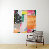 モダンなコラージュアート。キャンバスに混合メディア。カラフル タペストリー (インサイチュ(横))