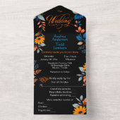 モダンなコントラストカラーとブラックウェディング オールインワン招待状 (内側)