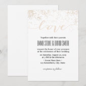 モダンなコンフェッティドットスクリプトラブウェディング 招待状 (正面/裏面)