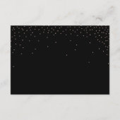 モダンなコンフェッティドット ブラック ウェディング レセプション エンクロージャーカード (裏面)