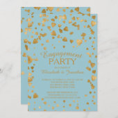 モダンなコンフェッティ ハートエンゲージメントパーティー 招待状 (正面/裏面)