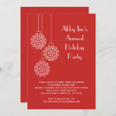 モダンなコーポレートホリデーパーティーレッド 招待状 (正面/裏面)