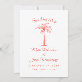 モダンなコーラルヤシのビーチウェディングSave the Date セーブザデート