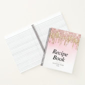 モダンなゴールドとピンクのグリッターのレシピブック ノートブック (内部)