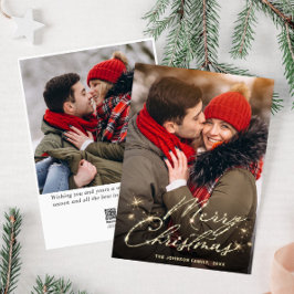 モダンなゴールドのクリスマスグリーティング２点セット フォト シーズンカード