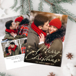 モダンなゴールドのクリスマスグリーティング４点セット フォト シーズンカード