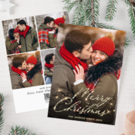 モダンなゴールドのクリスマスグリーティング フォト5枚 シーズンカード