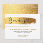 モダンなゴールドの筆跡がおしゃれな黒のタイポグラフィ 招待状 (正面/裏面)