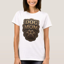 モダンなゴールドのDOG MOMデザイン Tシャツ