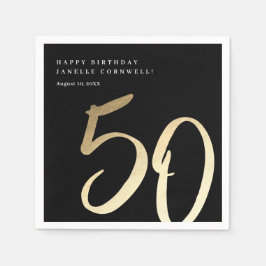 モダンなゴールドタイプの50歳の誕生日パーティー スタンダードカクテルナプキン