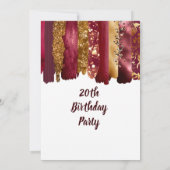 モダンなゴールドバーガンディの誕生日招待状 招待状 (裏面)