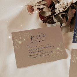 モダンなゴールドフラワーの結婚式RSVPカード 出欠カード