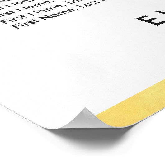 モダンなゴールドフラワーウェディング席次表 ポスター (角)