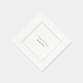 モダンなゴールド二重縁取りの結婚式用ナプキン スタンダードカクテルナプキン (角)