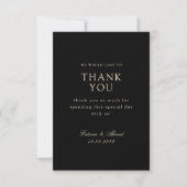 モダンなゴールド手書き風ブラック 結婚式のお礼 サンキューカード (正面)