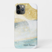 モダンなゴールド箔とティールブルーの抽象柄デザイン Case-Mate iPhoneケース (裏)