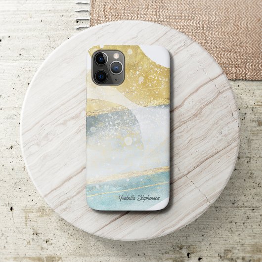 モダンなゴールド箔とティールブルーの抽象柄デザイン Case-Mate iPhoneケース