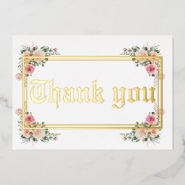 モダンなゴールド箔の結婚式のお礼カード 箔招待状