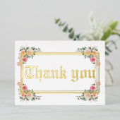 モダンなゴールド箔の結婚式のお礼カード 箔招待状 (立ち正面)