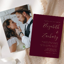 モダンなゴールド+バーガンディーの結婚式