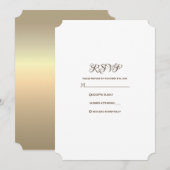 モダンなゴールド+ホワイトの結婚式RSVP 招待状 (正面/裏面)