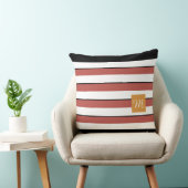 モダンなサビ色ブラックストライプスロー枕 クッション (椅子)