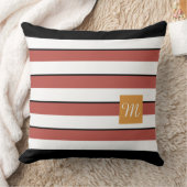 モダンなサビ色ブラックストライプスロー枕 クッション (ブランケット)
