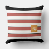 モダンなサビ色ブラックストライプスロー枕 クッション (裏面)