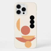 モダンなサビ赤の太陽と黒い月の円形アート iPhoneケース (裏面)