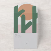 モダンなサボテンの太陽オーガニックスクリプトウェディング オールインワン招待状 (外側)