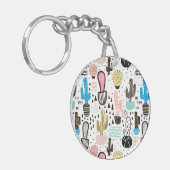 モダンなサボテンの幾何学的なパターン キーホルダー (正面左)