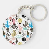 モダンなサボテンの幾何学的なパターン キーホルダー (裏面)