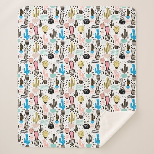 モダンなサボテンの幾何学的なパターン シェルパブランケット (正面)