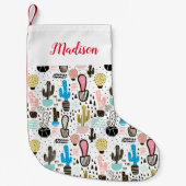 モダンなサボテンの幾何学的なパターン スモールクリスマスストッキング (正面)