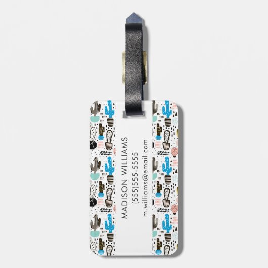 モダンなサボテンの幾何学的なパターン ラゲッジタグ (裏面縦)