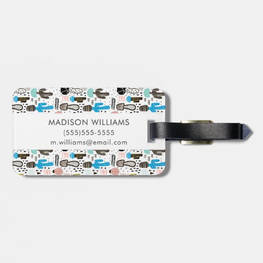 モダンなサボテンの幾何学的なパターン ラゲッジタグ (裏面横)