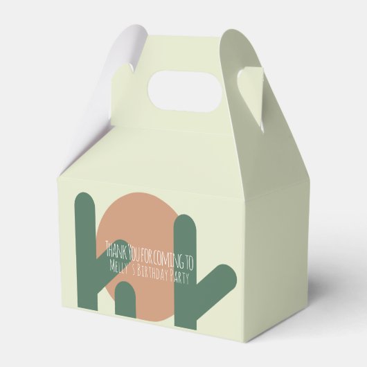 モダンなサボテンの誕生日パーティー御礼 フェイバーボックス (正面サイド)