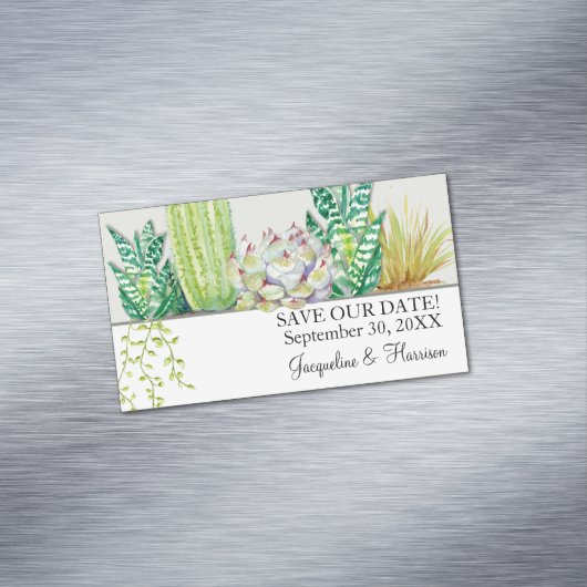 モダンなサボテンnの水気が多い水彩画の保存日付 マグネット名刺 (インサイチュ)