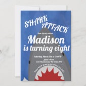 モダンなサメをテーマにした誕生日パーティーの招待状 招待状 (正面)