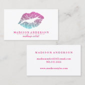 モダンなサロンのピンクの唇のメーキャップアーティスト 名刺 (正面/裏面)