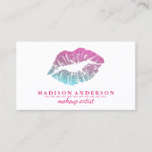 モダンなサロンのピンクの唇のメーキャップアーティスト 名刺 (正面)