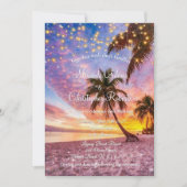 モダンなサンセットビーチと星の夏の結婚式 招待状 (正面)