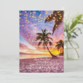 モダンなサンセットビーチと星の夏の結婚式 招待状 (スタンド正面)