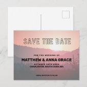 モダンなサンセットマウンテン トラベル セーブ・ザ・デート 案内ポストカード (正面/裏面)