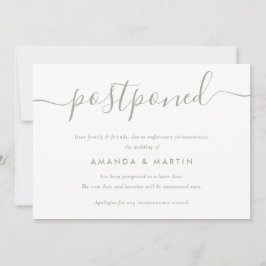 モダンなサージグリーン ウェディング延期 案内状